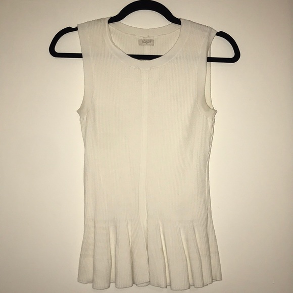 J Crew off-white peplum knit ribbed top - Picture 1 of 4